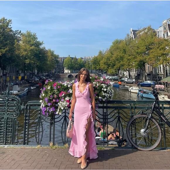 Runaway the Label Dresses & Skirts - Runaway The Label Suzannah Ruffle Maxi Gown Dress Pink Size Small